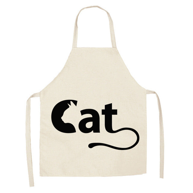 Cartoon Cat Couple Linen Sleeveless Apron Kitchen Furniture Cleaning Daily Sleeveless Coverall